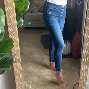 Button up high waisted blue jeans